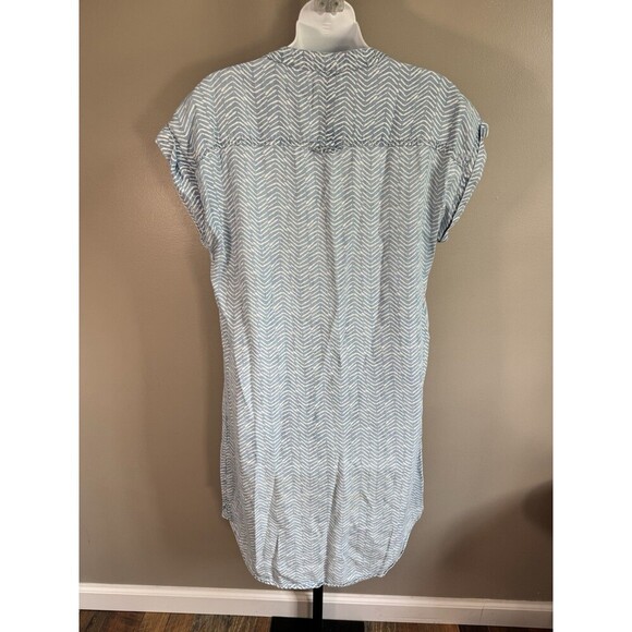 Vineyard Vines Printed Chambray Margo Dress in Chevron Jake Blue - Size 8 - Picture 3 of 6